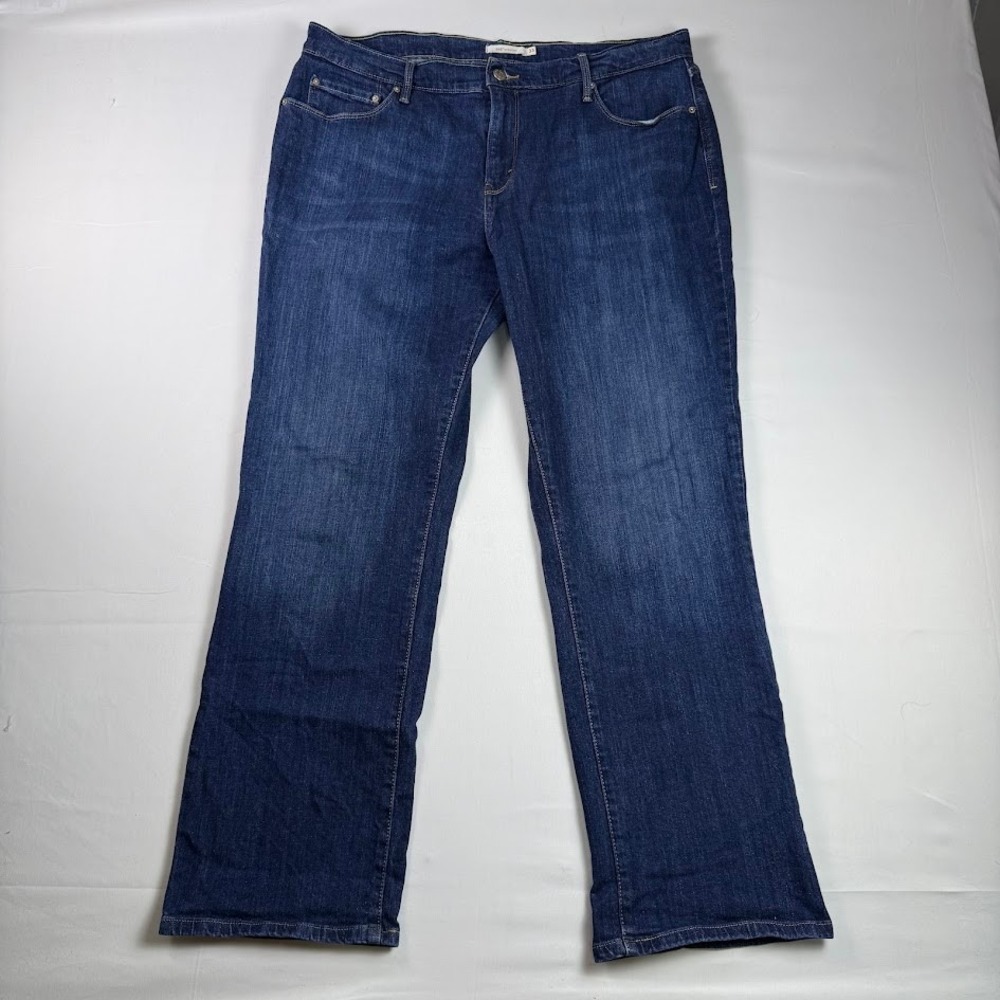 Levis 505 Straight Leg Jeans Womens 16S Dark Wash Blue Stretch Denim